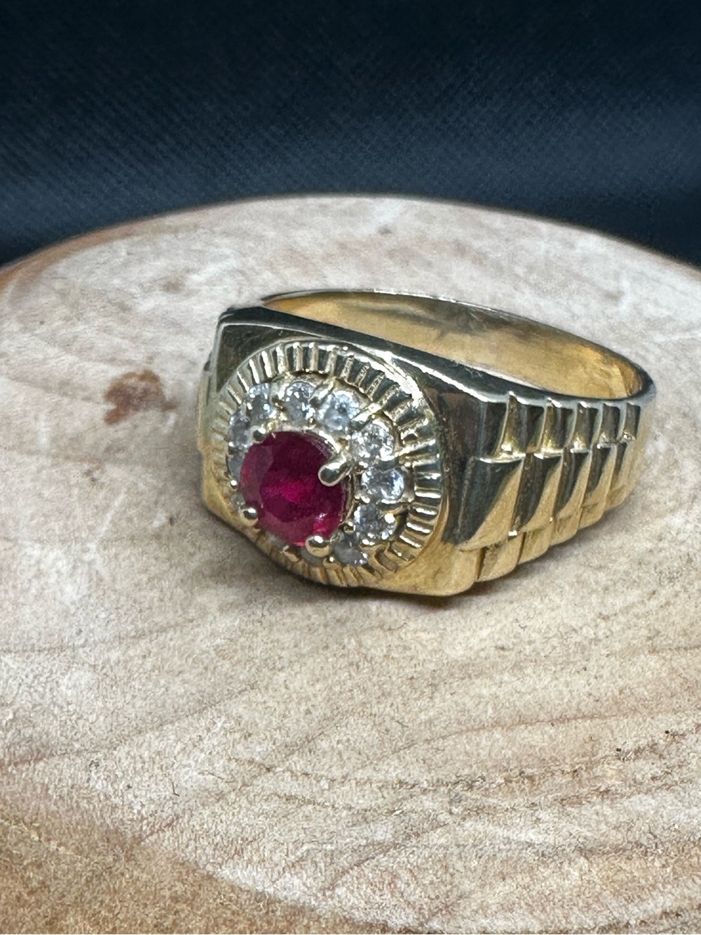 14K Yellow Gold Ruby and Diamond Ring